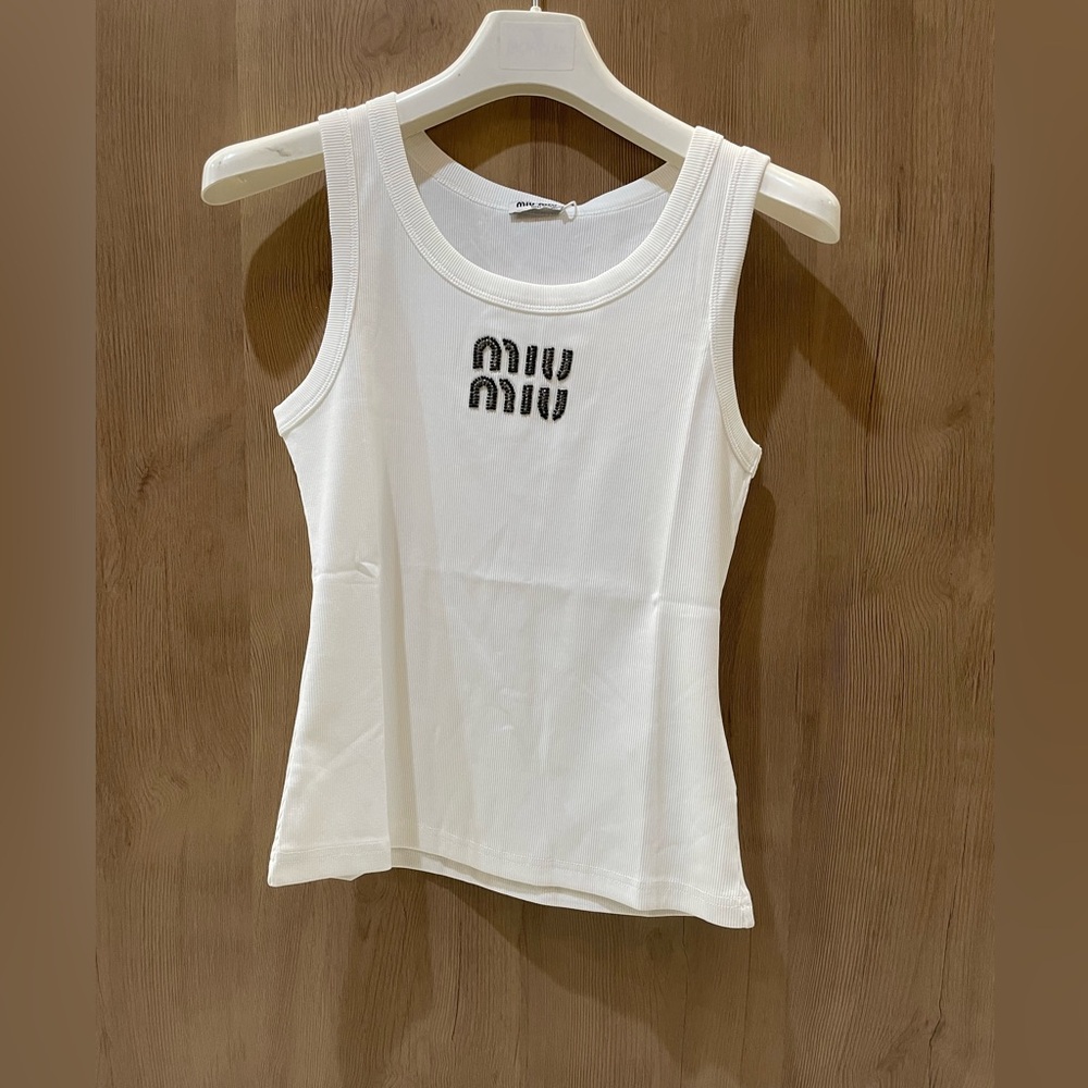 Miu Miu White Camisole with Logo